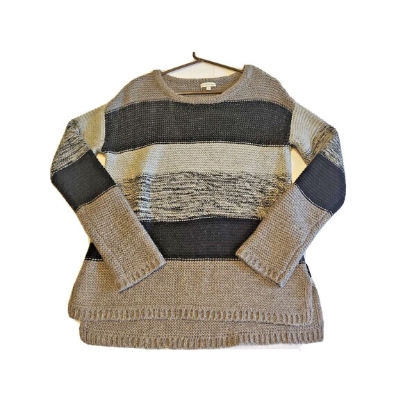 Womens Small Colorblock Knit Sweater By Calvin Klein Jeans Neutral Tan & Black - Picture 1 of 8